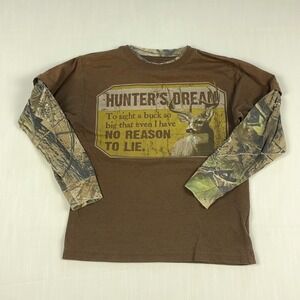 Ranger Kids Brown Camo Layered Hunter's Dream Buck Graphic Long Sleeve Shirt L